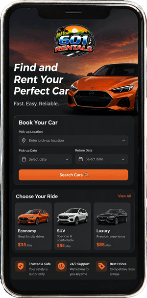 Book your 601 Rentals vehicle in minutes